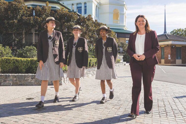 St Rita's College Principal Mrs Maree Trims and College Captains. Image: St Rita's College
