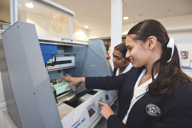 At Meriden, girls participate in STEM subjects at a higher rate than that of girls across the country. Image: Meriden