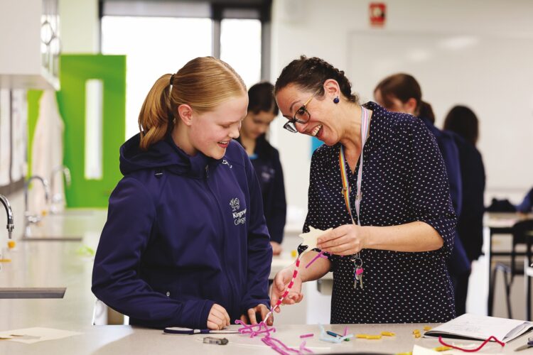 Head of Science Tori Shaw with Charlotte, Year 10 in Science Class. Images: Kingswood College