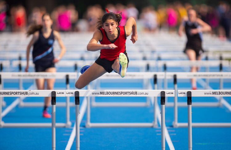 Jamison Harding claimed gold in the 100m hurdles at the Australian Athletics Championships. Image: Yarra Valley Grammar