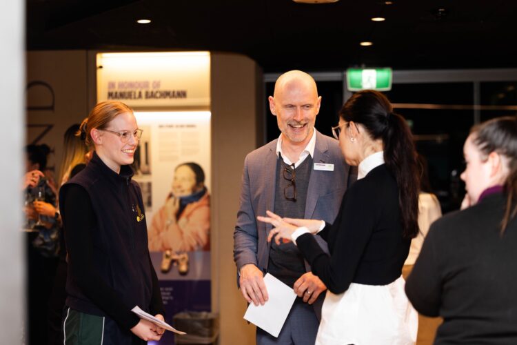 Professor Amanda Third (right) delivered a lecture on young people’s engagement with technology. Image: International Grammar School.