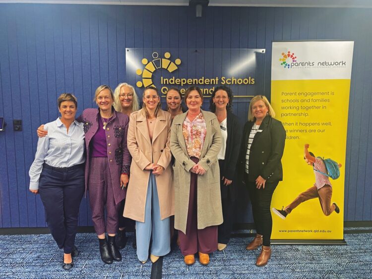 Parents and staff from Riverside Christian College with the Mastering Parent Engagement coaching team. Images: Queensland Independent Schools Parents Network