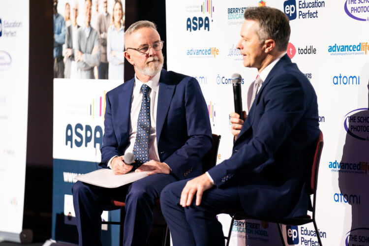 Education Minister Jason Clare speaking at the 2025 ASPA National Education Summit. Image: Bradley Cummings.