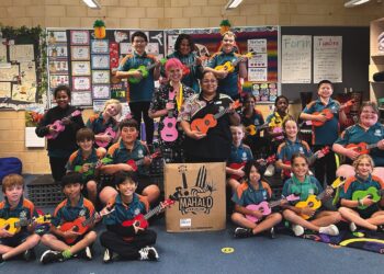 MVA’s 2026 education program marks 45 years of delivering live, curriculum-aligned music experiences to Australian schools.  Images: Orelia Primary School
