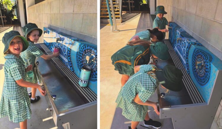 At Shorncliffe State School, the P&C stepped up and delivered a chilled Hydrobank that students immediately embraced. Image: Civiq.
